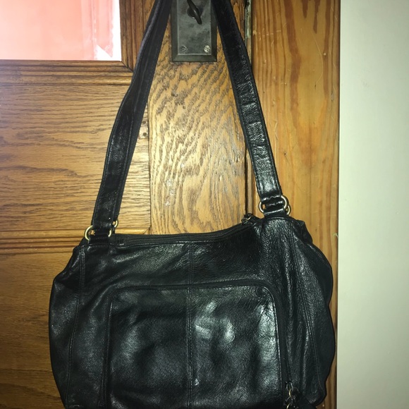 Vintage black leather purse with adjustable strap - Picture 3 of 6